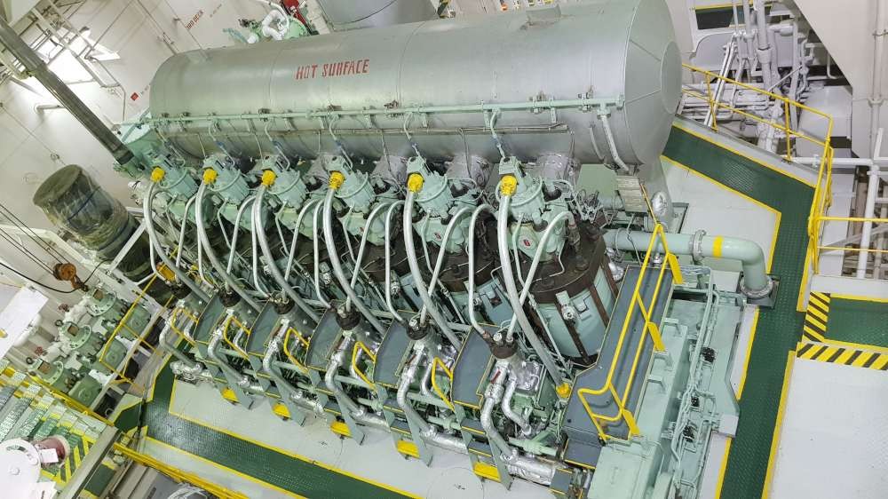 Ship's main engine under technical supervision